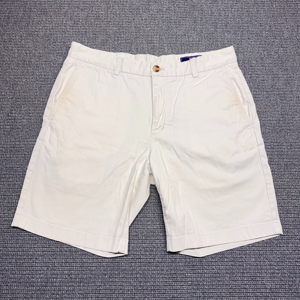 Vineyard Vines Mens 33 Chino Shorts Cream Off White Cotton Stretch 9 Inch Inseam